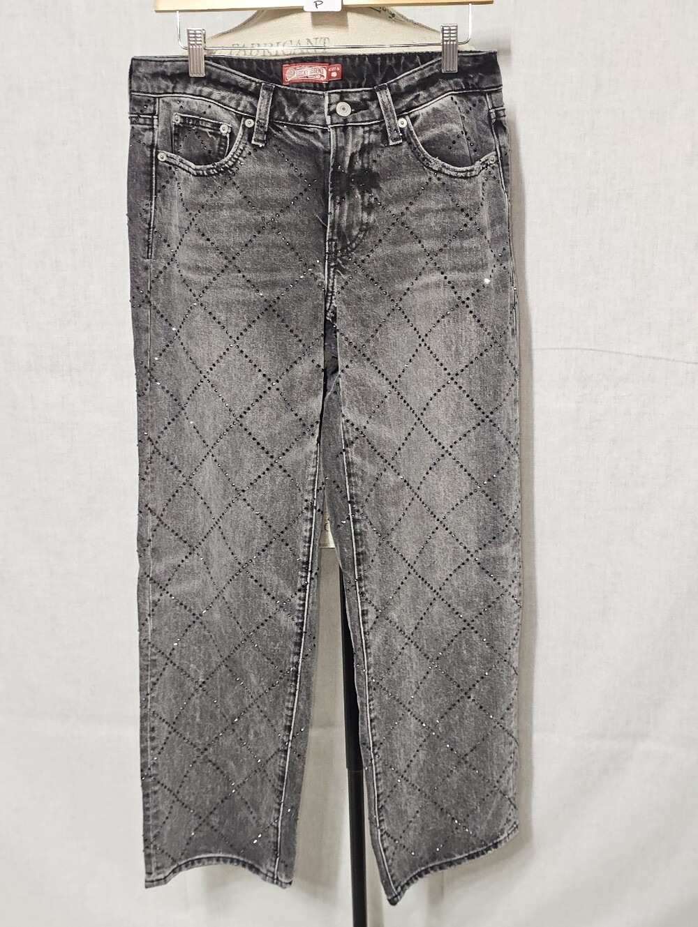 Lucky Brand Gray Straight-Leg Jeans with Diamond Stitching